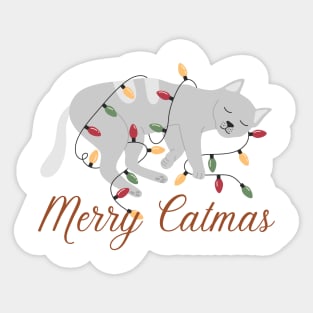 Merry Catmas Sleeping Cat Sticker